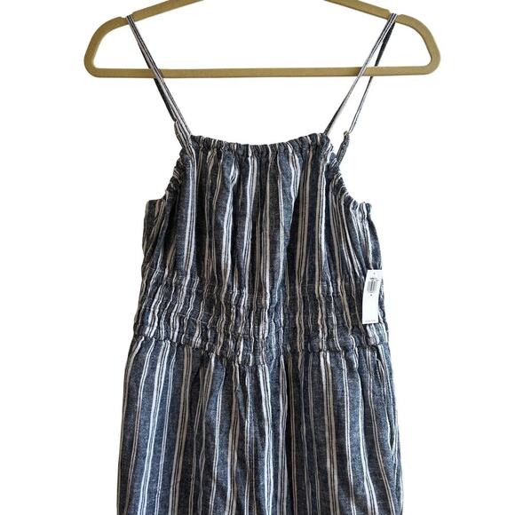 NWT Linen-Blend Cami Wide-Leg Jumpsuit Navy White Striped Size Medium - Picture 4 of 13